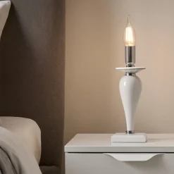 Abat-jour da comodino classica vetro bianco ondaluce pagan