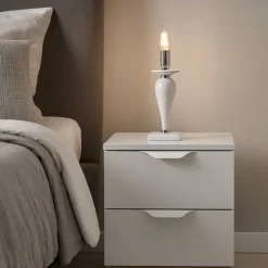 Abat-jour da comodino classica vetro bianco ondaluce pagan