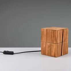 Abat-jour da comodino cubo in legno led 2700k