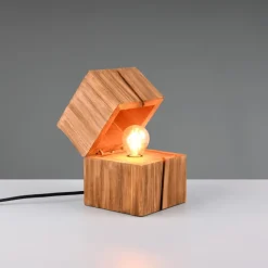 Abat-jour da comodino cubo in legno led 2700k