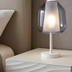 Abat jour da comodino double skin toplight moderna bianco blu