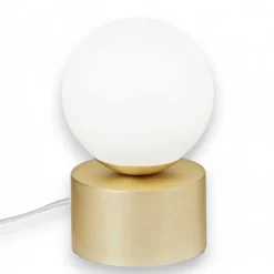 Abat-jour da comodino ideal lux perlage tl1 metallo ottone vetro bianco