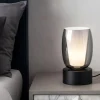 Abat jour da comodino moderna nera vetro fume