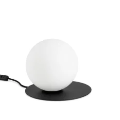 Abatjour da comodino snail ondaluce nera sfera vetro bianco