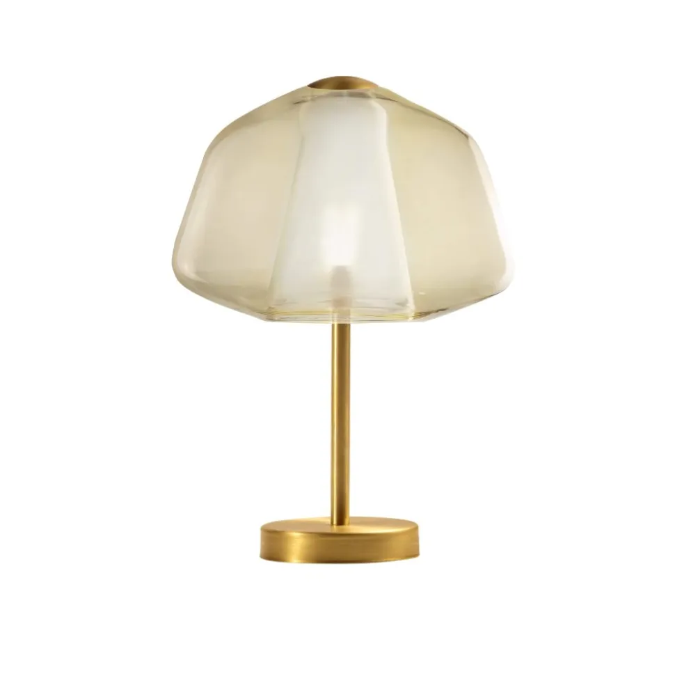 Abat jour da comodino toplight double skin moderna oro vetro ambra