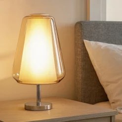 Abat-jour da comodino toplight moderna cromo vetro ambra