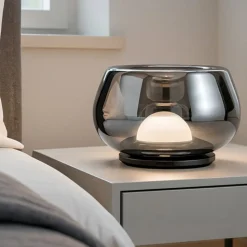 Abat-jour kave perenz moderna di vetro fume specchio lampada led 3000k