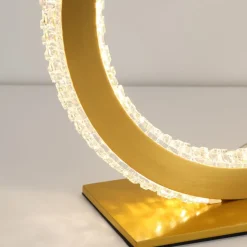 Abat-jour lampada comodino anello oro per camera da letto contemporanea