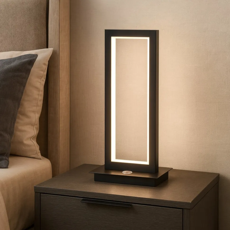 Abat-jour lampada da comodino nera led 12w 3000k design