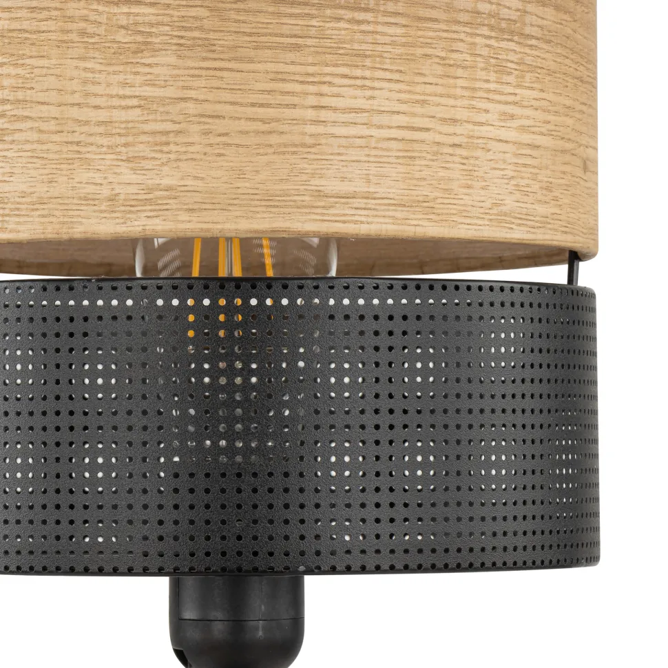 Abat-jour lampada da comodino nero quercia per camera da letto moderna