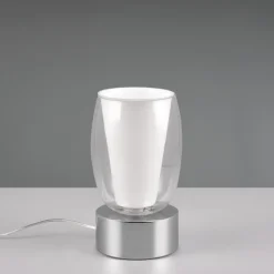 Abat jour lampada da comodino cromo design vetro trasparente