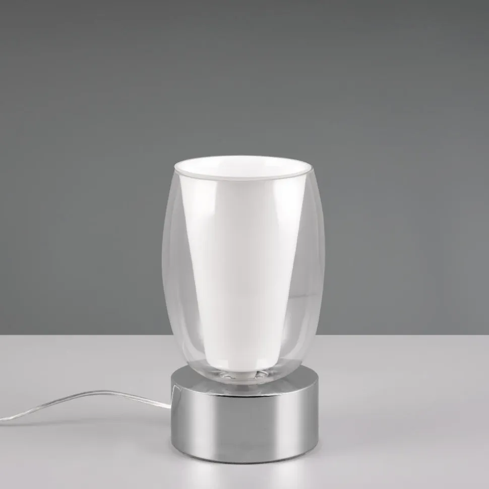 Abat jour lampada da comodino cromo design vetro trasparente