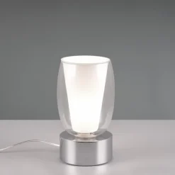 Abat jour lampada da comodino cromo design vetro trasparente