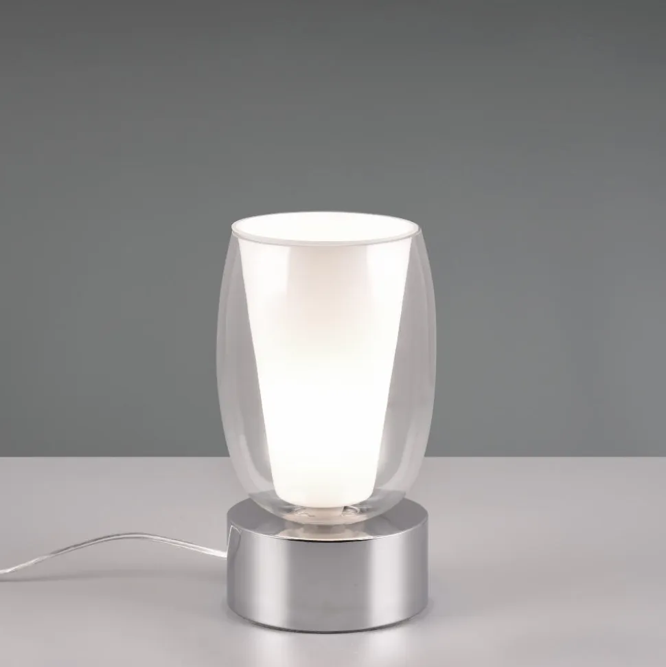 Abat jour lampada da comodino cromo design vetro trasparente