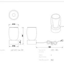 Abat jour lampada da comodino cromo design vetro trasparente
