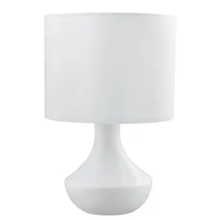 Abat-jour lampada da comodino metallo bianca paralume tessuto