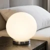 Abat-jour lampada da comodino sfera vetro bianca per camera da letto