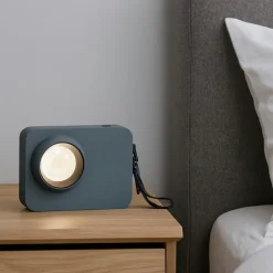 Abat-jour lampada da comodino macchina fotografica moderna blu grigio