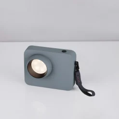 Abat-jour lampada da comodino macchina fotografica moderna blu grigio