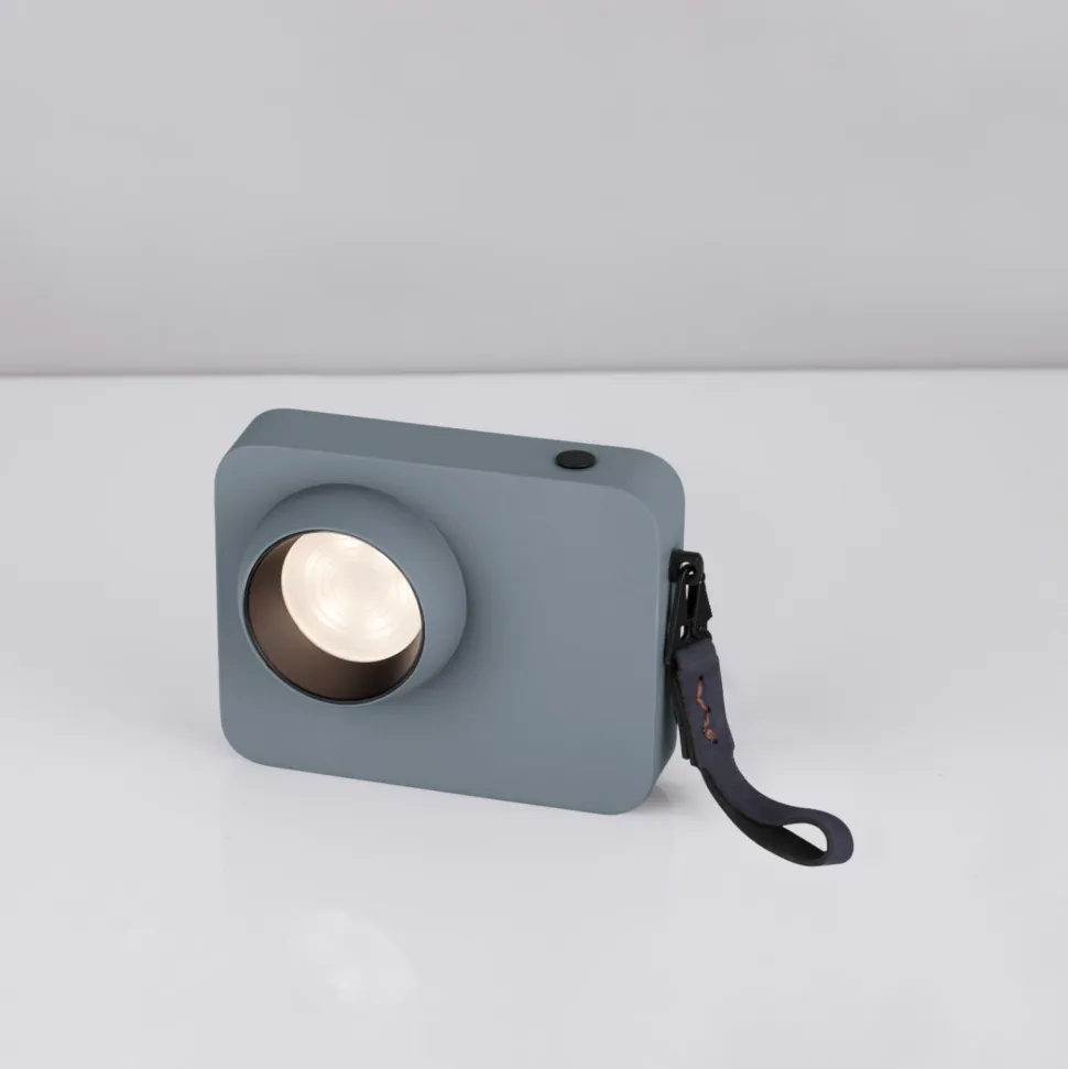 Abat-jour lampada da comodino macchina fotografica moderna blu grigio