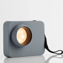 Abat-jour lampada da comodino macchina fotografica moderna blu grigio