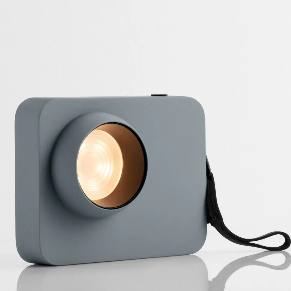 Abat-jour lampada da comodino macchina fotografica moderna blu grigio