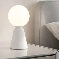 Abat-jour lampada da comodino bianca sfera di vetro moderna