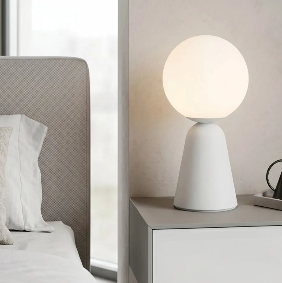 Abat-jour lampada da comodino bianca sfera di vetro moderna