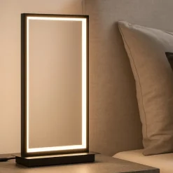 Abat-jour lampada da comodino moderna led 3200k rettangolare nera