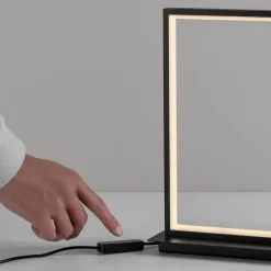Abat-jour lampada da comodino moderna led 3200k rettangolare nera