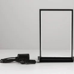 Abat-jour lampada da comodino moderna led 3200k rettangolare nera