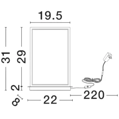 Abat-jour lampada da comodino moderna led 3200k rettangolare nera