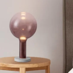 Abat-jour lampada design sfera di vetro rosa scuro led moderna
