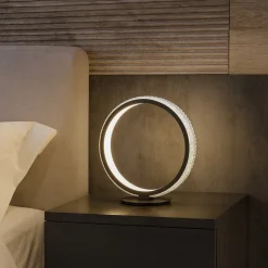 Abat-jour led lampada da comodino cerchio moderna nera