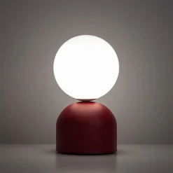 Abat-jour moderna rossa sfera bianca lampada da comodino