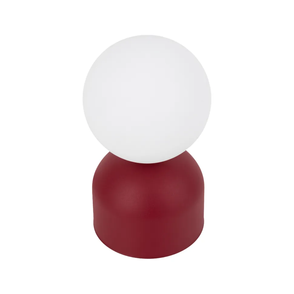 Abat-jour moderna rossa sfera bianca lampada da comodino