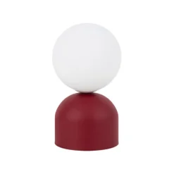 Abat-jour moderna rossa sfera bianca lampada da comodino