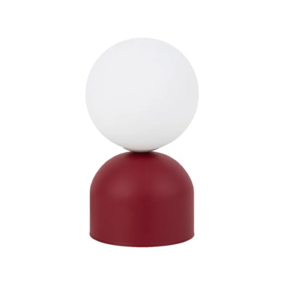 Abat-jour moderna rossa sfera bianca lampada da comodino