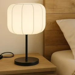 Abat-jour per camera da letto moderna nera paralume in tessuto
