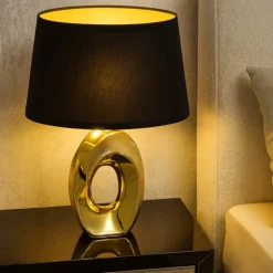 Abat jour per camera da letto oro paralume nero