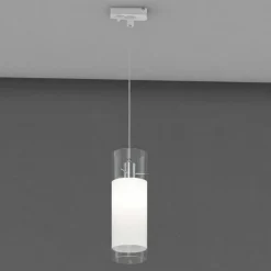 Accessorio lampada a sospensione cilindro trasparente per binario bianco