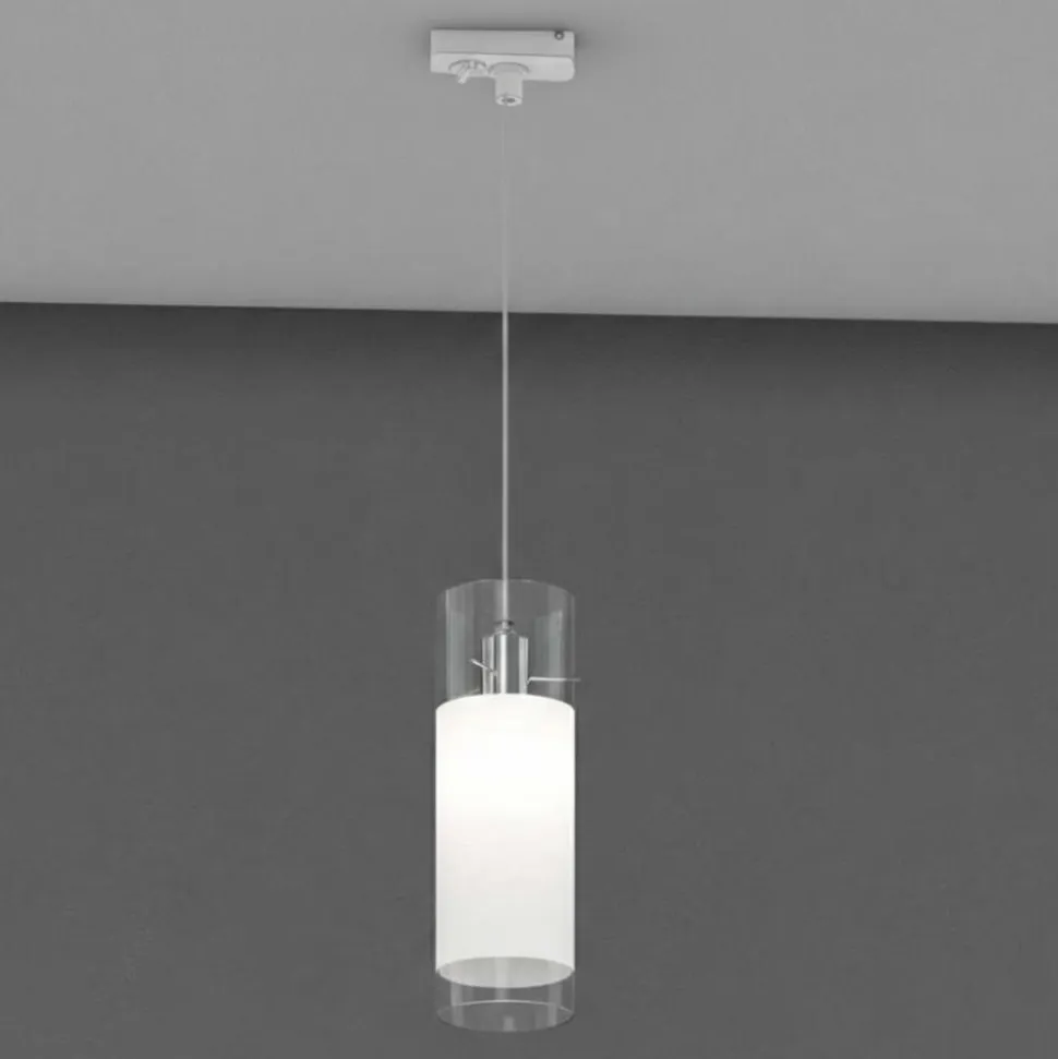 Accessorio lampada a sospensione cilindro trasparente per binario bianco