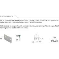 Accessori 98063 tappi di chiusura per profilo alluminio 98061