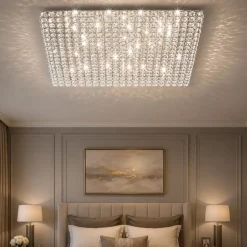 Admiral pl8 grande plafoniera per camera da letto quadrata con cristalli ideal lux