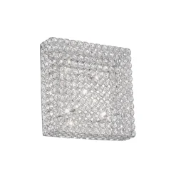 Admiral pl6 ideal lux plafoniera per camera da letto quadrata cromata cristalli trasparenti