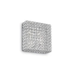 Admiral pl4 plafoniera quadrata cromo cristalli trasparenti ideal lux