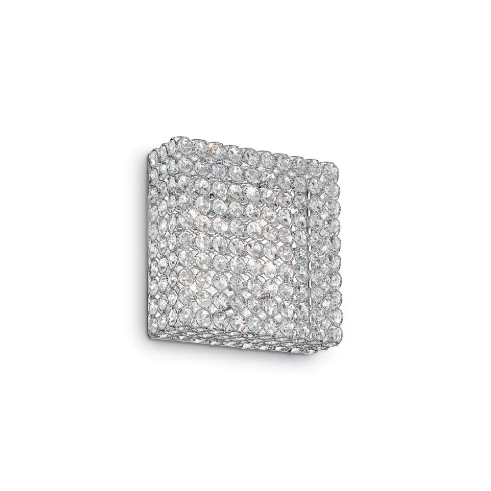 Admiral pl4 plafoniera quadrata cromo cristalli trasparenti ideal lux