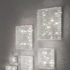 Admiral pl4 plafoniera quadrata cromo cristalli trasparenti ideal lux
