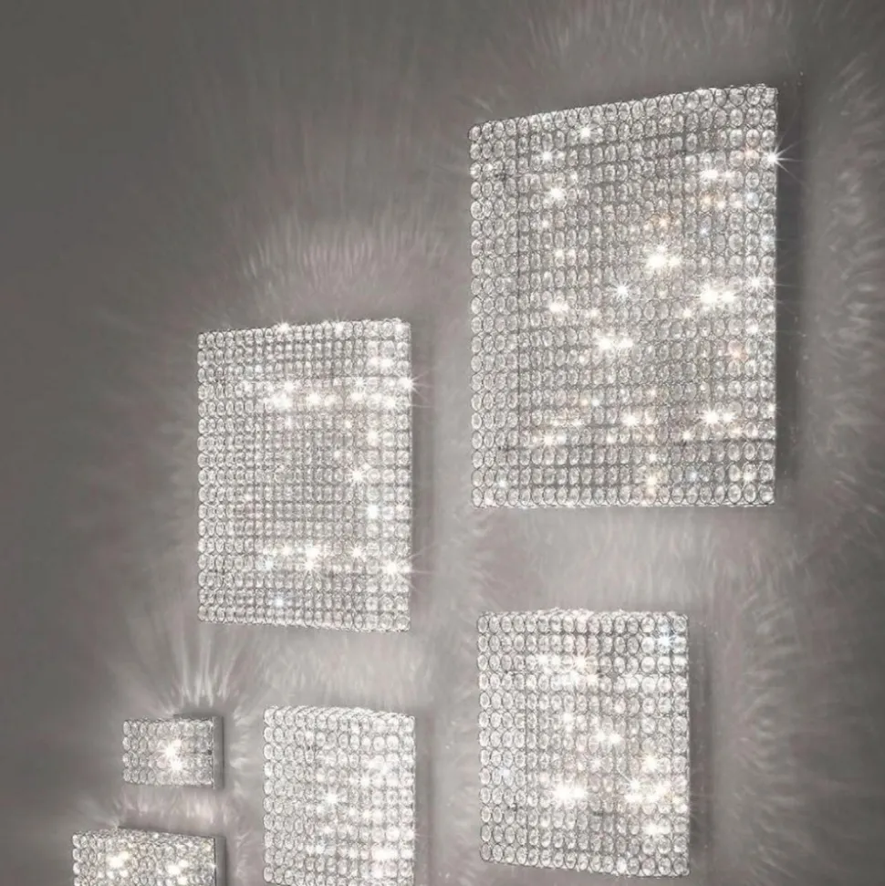 Admiral pl4 plafoniera quadrata cromo cristalli trasparenti ideal lux