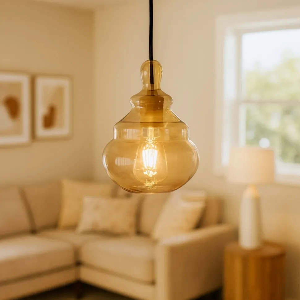 Adone miloox lampadario in vetro miele da soggiorno